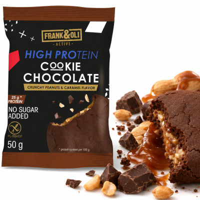 Frank&Oli CIASTKO PROTEINOWE CHOCOLATE Orzech i Karmel BEZ GLUTENU 50g