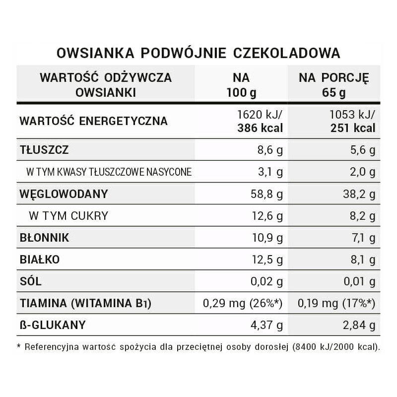 OneDayMore OWSIANKA CZEKOLADOWA 450g gorzka & mleczna czekolada + inulina