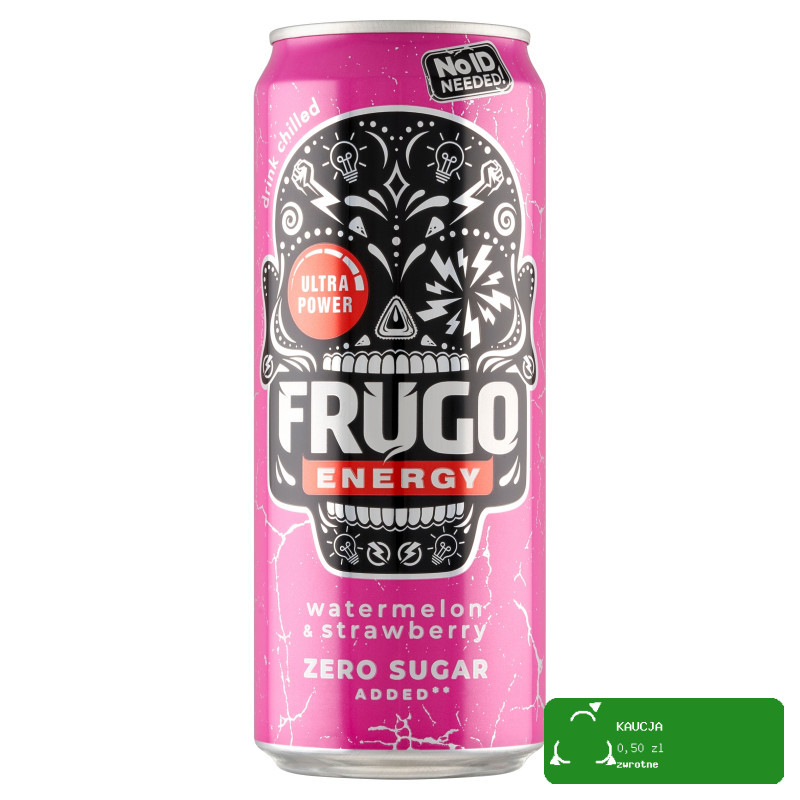Frugo ENERGY ZERO NAPÓJ GAZOWANY ENERGETYZUJĄCY 330ml ARBUZ & TRUSKAWKA