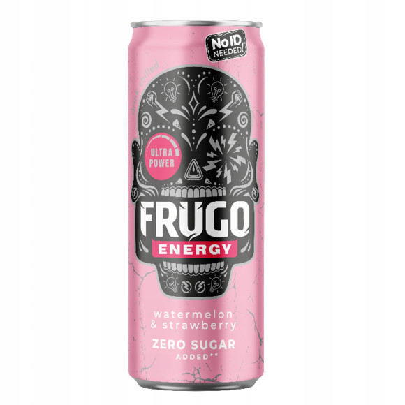 Frugo ENERGY ZERO NAPÓJ GAZOWANY ENERGETYZUJĄCY 330ml ARBUZ & TRUSKAWKA