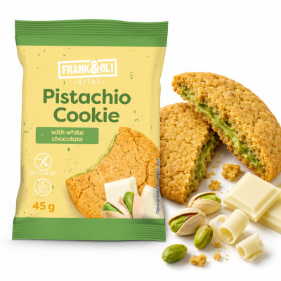 Frank&Oli CIASTKO PISTACJA BIAŁA CZEKOLADA bez cukru  45g