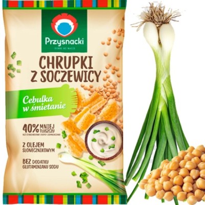 PRZYSNACKI CHRUPKI  Z SOCZEWICY CEBULKA W ŚMIETANIE lekkie