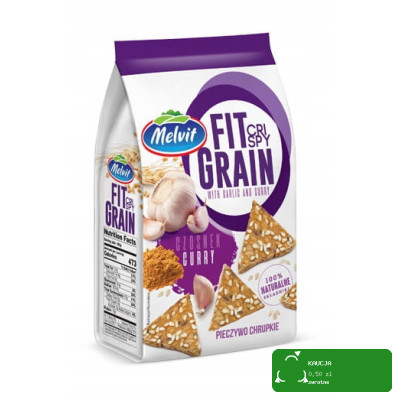 Melvit PIECZYWO CHRUPKIE PSZENNE Crispy Fit Grain CZOSNEK CURRY SEZAM 150g KRÓTKA DATA