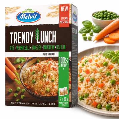 Melvit TRENDY LUNCH RYŻ VERMICELLI GROSZEK MARCHEW BAZYLIA mieszanka 320 g