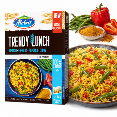Melvit TRENDY LUNCH BASMATI FASOLKA PAPRYKA CURRY mieszanka 320g / niebieska