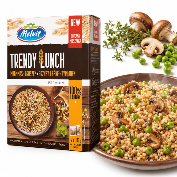 Melvit TRENDY LUNCH MHAMMAS GROSZEK GRZYBY TYMIANEK mieszanka 400g / żółta