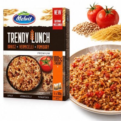 Melvit TRENDY LUNCH ORKISZ Makaron VERMICELLI POMIDORY mieszanka 400g / pomarańczowa