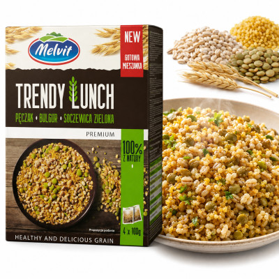 Melvit TRENDY LUNCH Kasza PĘCZAK BULGUR SOCZEWICA ZIELONA mieszanka 400g / zielona