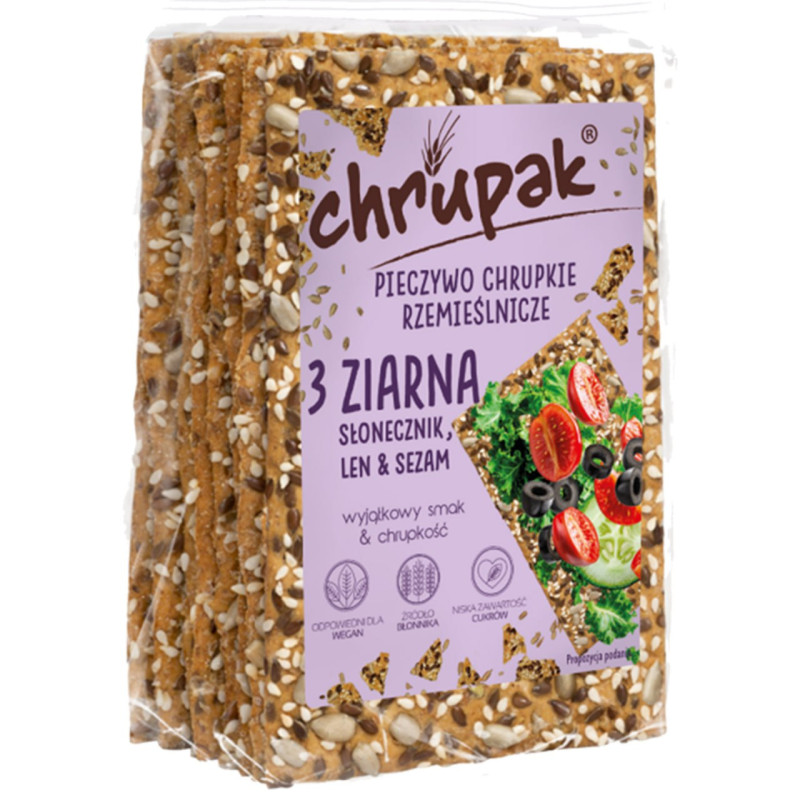 Galicia - PIECZYWO CHRUPKIE - CHRUPAK 3 ziarna SIEMIĘ SEZAM SŁONECZNIK 135g