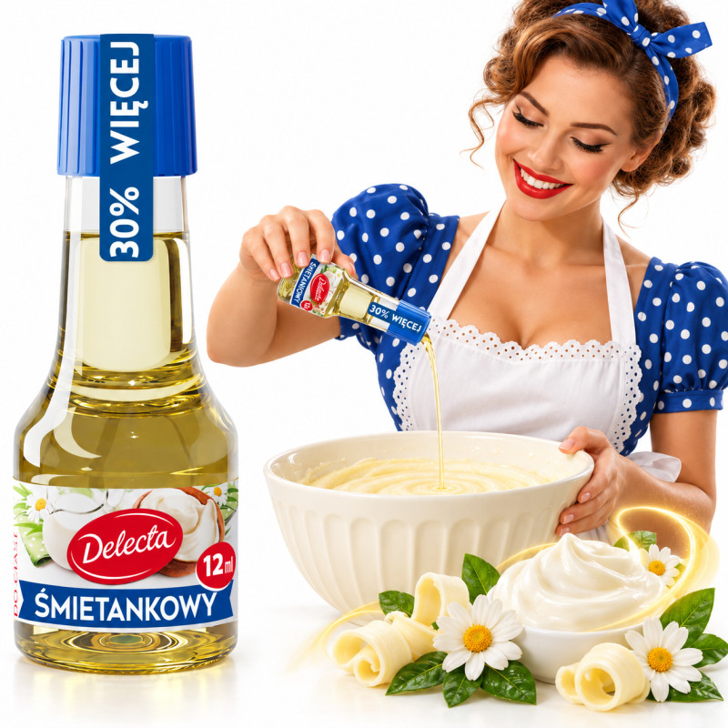 Delecta AROMAT ŚMIETANKOWY DO CIASTA 12ml na 2,5KG ciasta