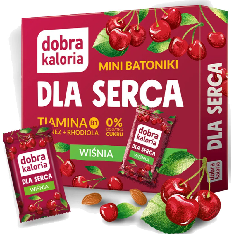 Dobra kaloria MINI BATONIKI DLA SERCA wiśniowe 0 cukru 102g kartonik