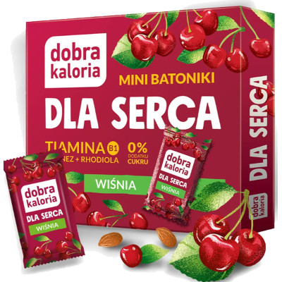 Dobra kaloria MINI BATONIKI DLA SERCA wiśniowe 0 cukru 102g kartonik