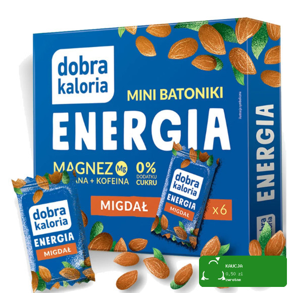 Dobra Kaloria MINI BATONIKI ENERGIA MIGDAŁ magnez guarana kofeina 6szt 102g