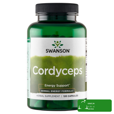 Swanson CORDYCEPS 600mg 120kaps wsparcie: ODPORNOŚĆ ENERGIA data 09.2026