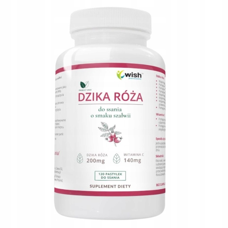 Wish DZIKA RÓŻA 200 mg pastylki do ssania smak szałwi 120