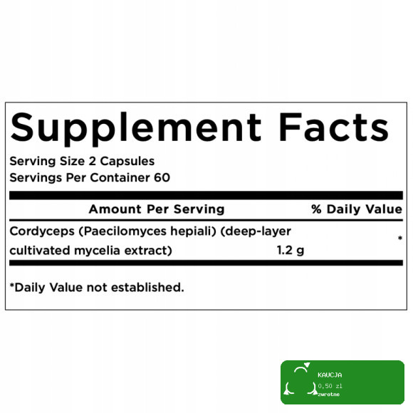 Swanson CORDYCEPS 600mg 120kaps wsparcie: ODPORNOŚĆ ENERGIA data 09.2026