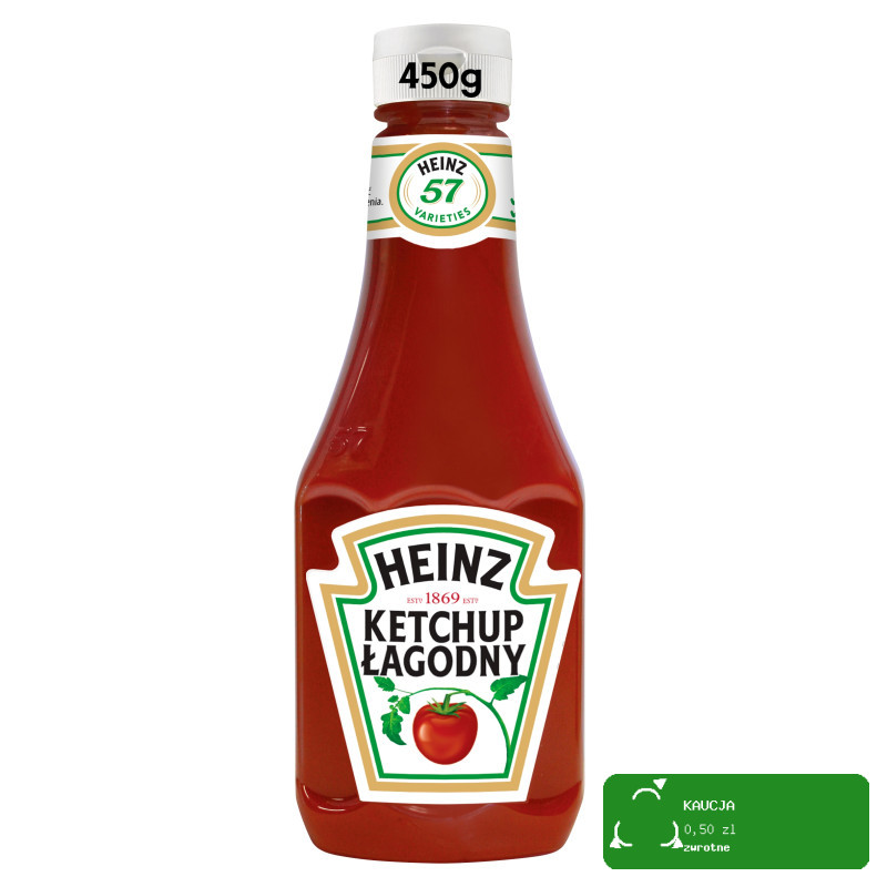 HEINZ KETCHUP ORGINALNY POMIDOROWY ŁAGODNY 450G BUTELKA