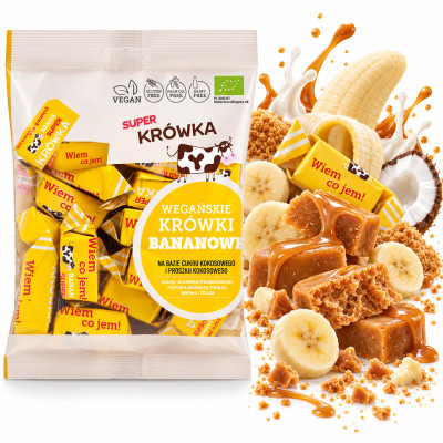ME GUSTO Eko KRÓWKI WEGAŃSKIE BANANOWE BEZ GLUTENU LAKTOZY 150g Super FUDGIO