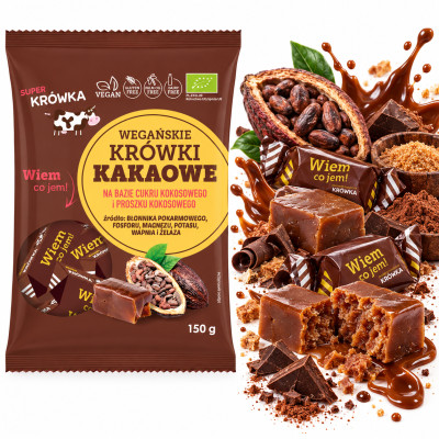 ME GUSTO Eko KRÓWKI WEGAŃSKIE KAKAOWE BEZ GLUTENU LAKTOZY 150g Super FUDGIO