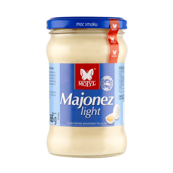 MOTYL MAJONEZ LIGHT NISKOTŁUSZCZOWY o obniżonej zawart. tłuszczu 265G SŁOIK