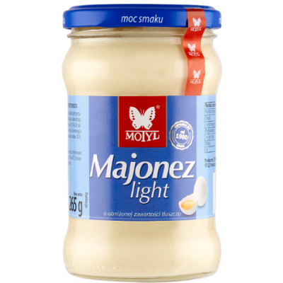 MOTYL MAJONEZ LIGHT NISKOTŁUSZCZOWY o obniżonej zawart. tłuszczu 265G SŁOIK