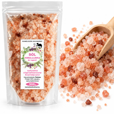 Kameleon Kulinarny SÓL HIMALAJSKA DO KĄPIELI różowa GRUBA 500G 0,5kg