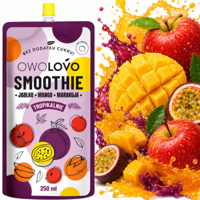 OWOLOVO SMOOTHIE TROPIKALNIE mus owocowy JABŁKO MANGO MARAKUJA 250ml