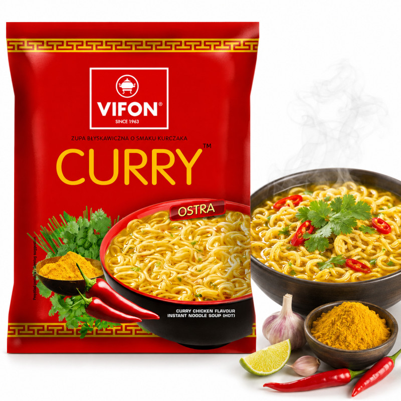 VIFON ZUPA BŁYSKAWICZNA zupka chińska KURCZAK CURRY 70g - OSTRA PIKANTNA x1
