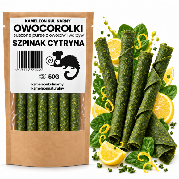 ROLLSY OWOCOWE OWOCOROLKI SZPINAK CYTRYNA szpinakowe 50G KAMELEON KULINARNY