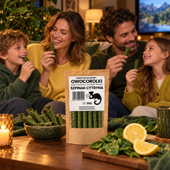 ROLLSY OWOCOWE OWOCOROLKI SZPINAK CYTRYNA szpinakowe 50G KAMELEON KULINARNY