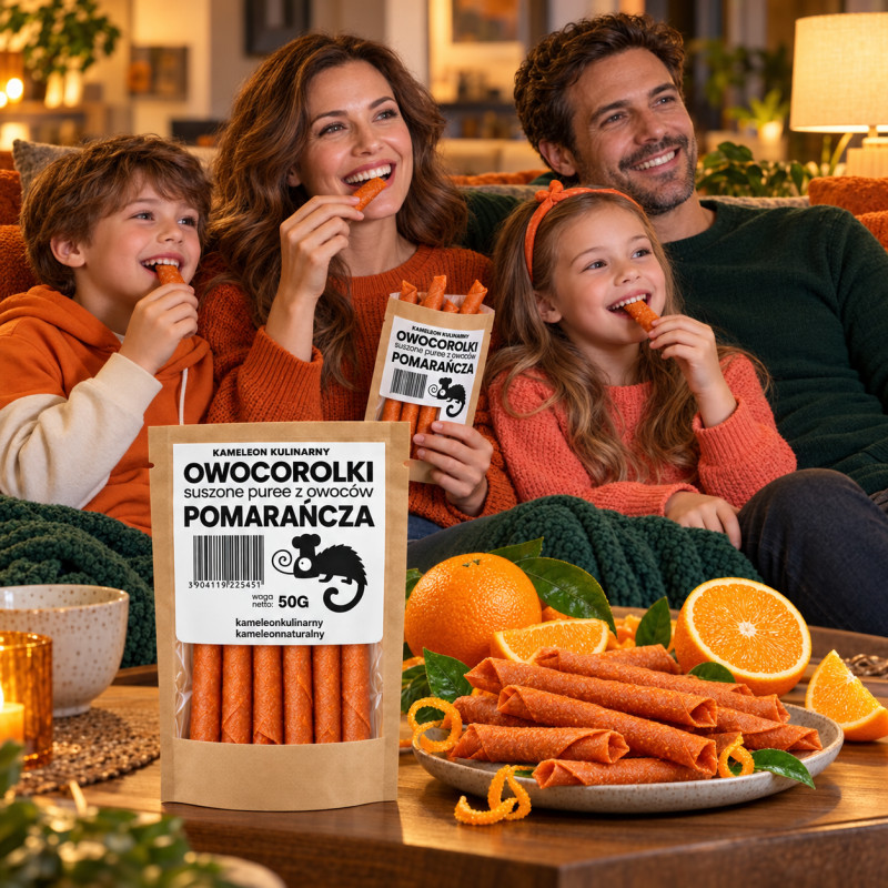 KAMELEON KULINARNY ROLLSY OWOCOWE OWOCOROLKI POMARAŃCZA pomarańczowe 50G