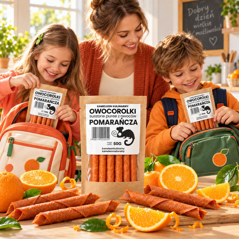 KAMELEON KULINARNY ROLLSY OWOCOWE OWOCOROLKI POMARAŃCZA pomarańczowe 50G