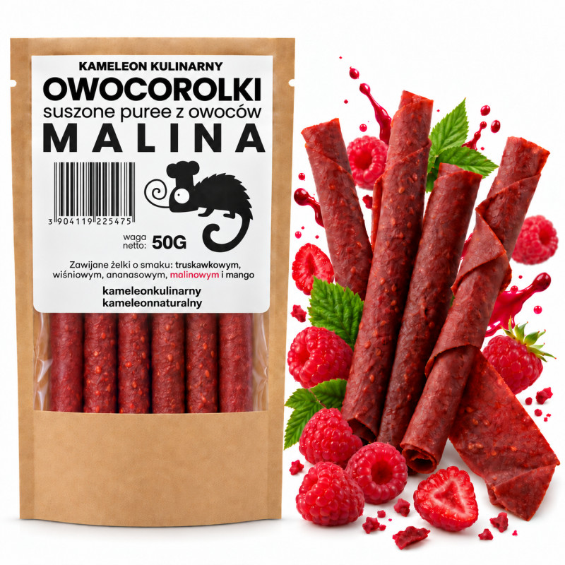 KAMELEON KULINARNY ROLLSY OWOCOWE OWOCOROLKI MALINOWA MALINA 50G