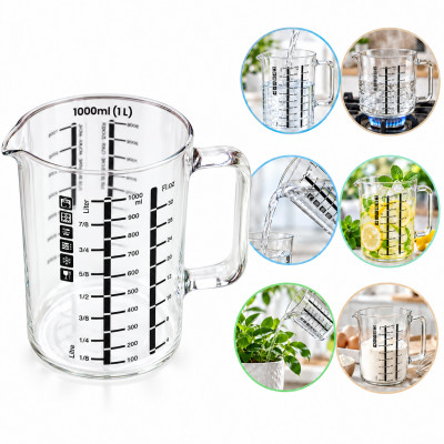 DZBANEK SZKLANY do gotowania mierzenia MIARKA 1L 1000ML szkło