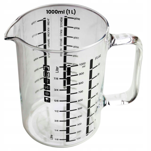 DZBANEK SZKLANY do gotowania mierzenia MIARKA 1L 1000ML szkło