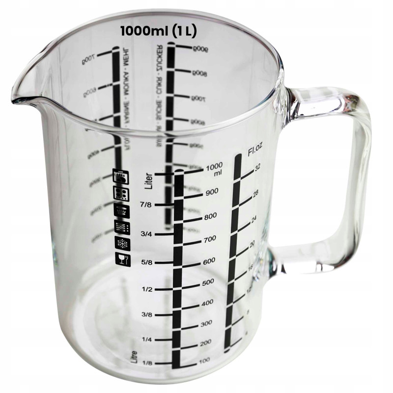 DZBANEK SZKLANY do gotowania mierzenia MIARKA 1L 1000ML szkło