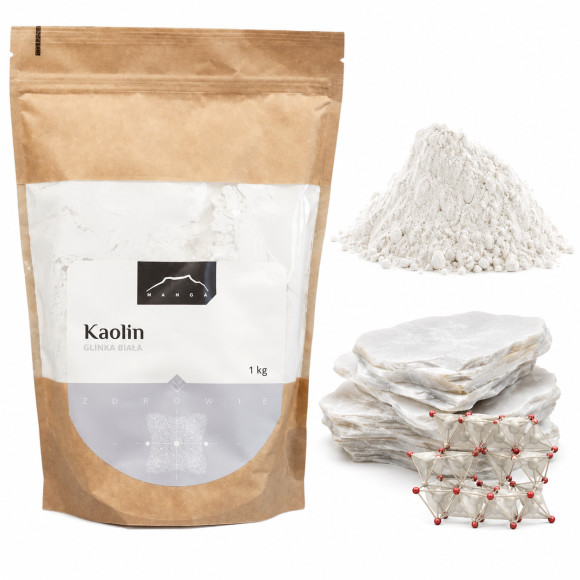 NANGA KAOLIN KAOLINIT GLINKA BIAŁA 1kg dla: SKÓRA SUCHA WRAŻLIWA TRĄDZIK
