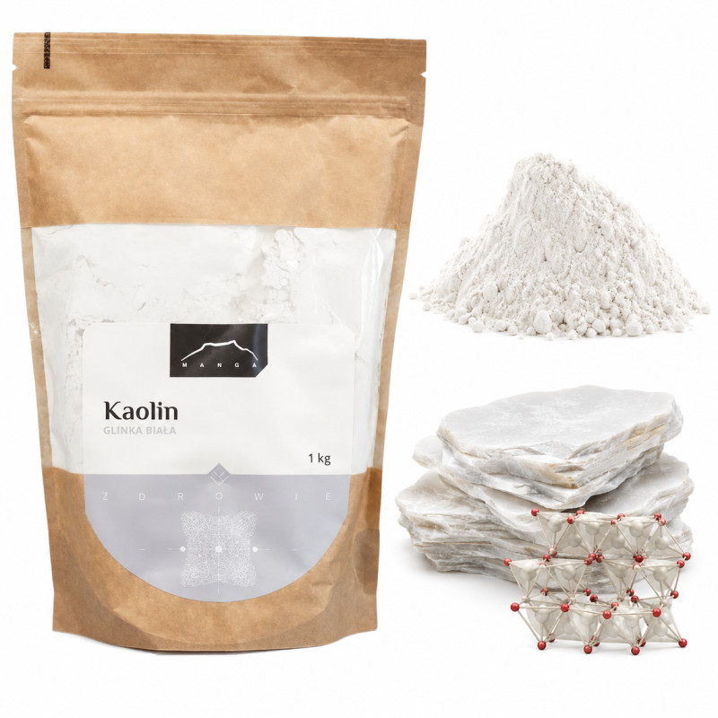 NANGA KAOLIN KAOLINIT GLINKA BIAŁA 1kg dla: SKÓRA SUCHA WRAŻLIWA TRĄDZIK