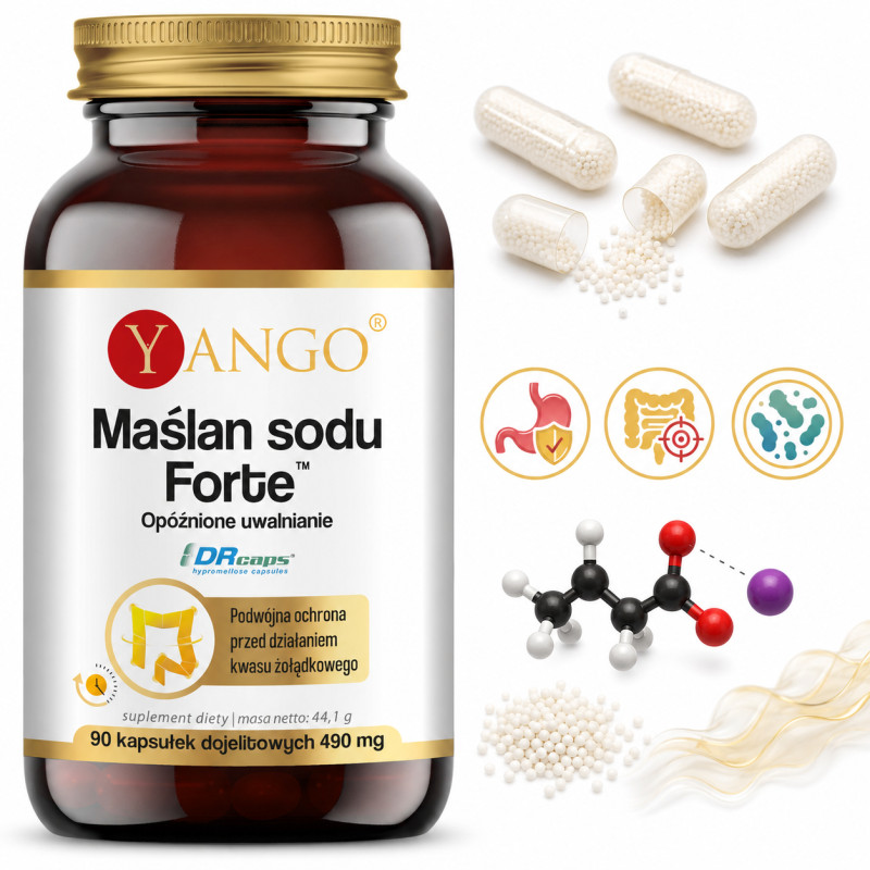 Yango MAŚLAN SODU FORTE 490mg wsparcie UKŁAD POKARMOWY JELITA 90 kapsułek