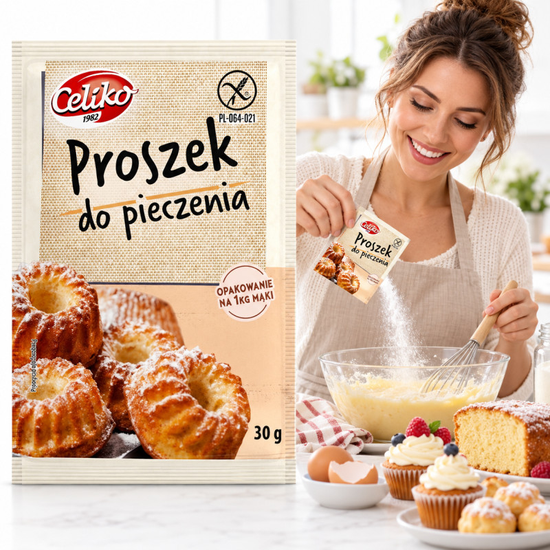 Celiko PROSZEK DO PIECZENIA BEZGLUTENOWY bez glutenu 30g na 1KG mąki