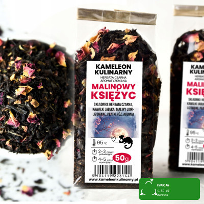 KAMELEON KULINARNY HERBATA CZARNA aromatyzowana MALINOWY KSIĘŻYC 50g