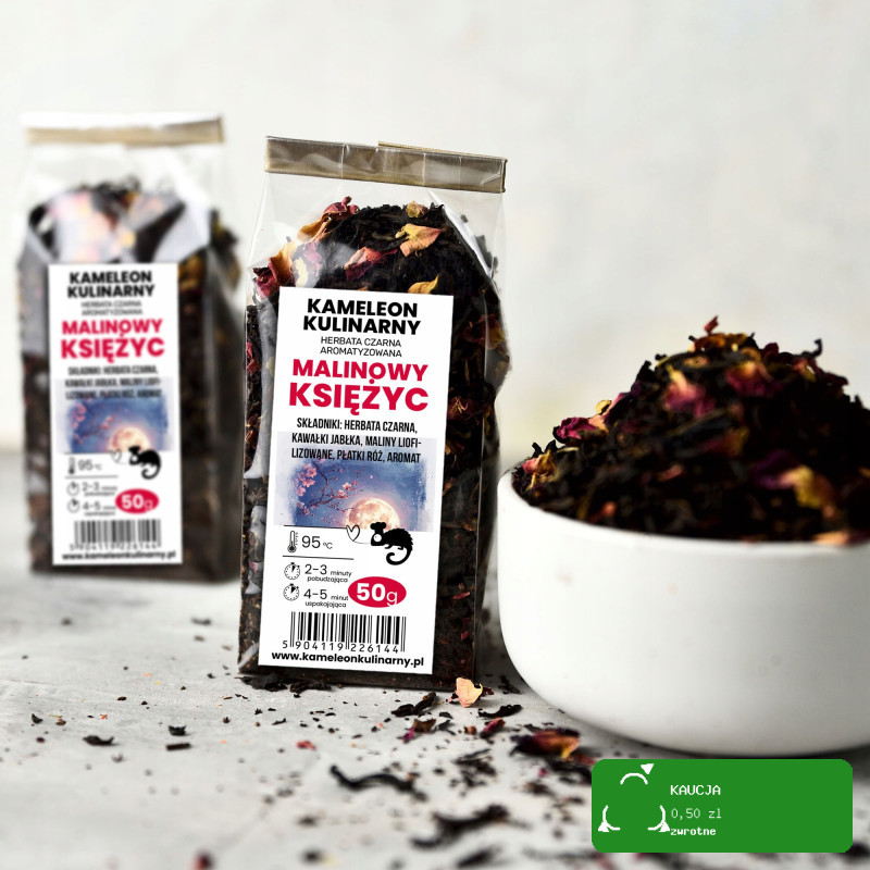 KAMELEON KULINARNY HERBATA CZARNA aromatyzowana MALINOWY KSIĘŻYC 50g