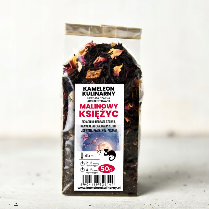 KAMELEON KULINARNY HERBATA CZARNA aromatyzowana MALINOWY KSIĘŻYC 50g