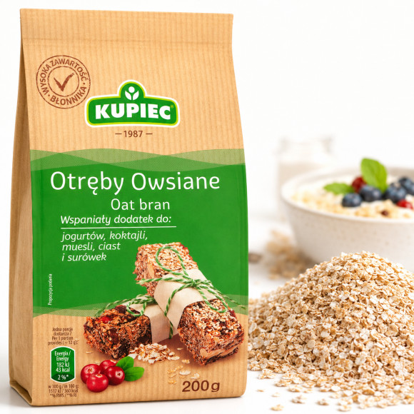 Kupiec OTRĘBY OWSIANE 200g 0,2KG dodatek do jogurtów koktajli musli ciast