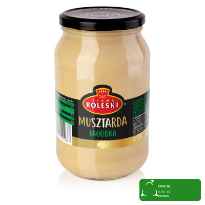 Roleski MUSZTARDA ŁAGODNA 900g 1L kremowa konsystencja delikatny smak SŁOIK