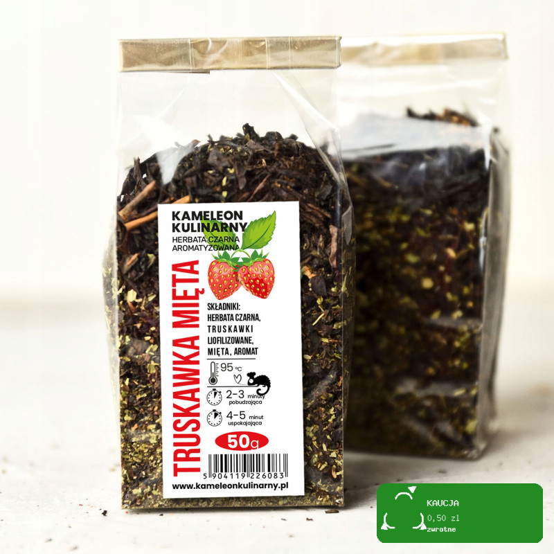 KAMELEON KULINARNY HERBATA CZARNA aromatyzowana TRUSKAWKA MIĘTA 50g