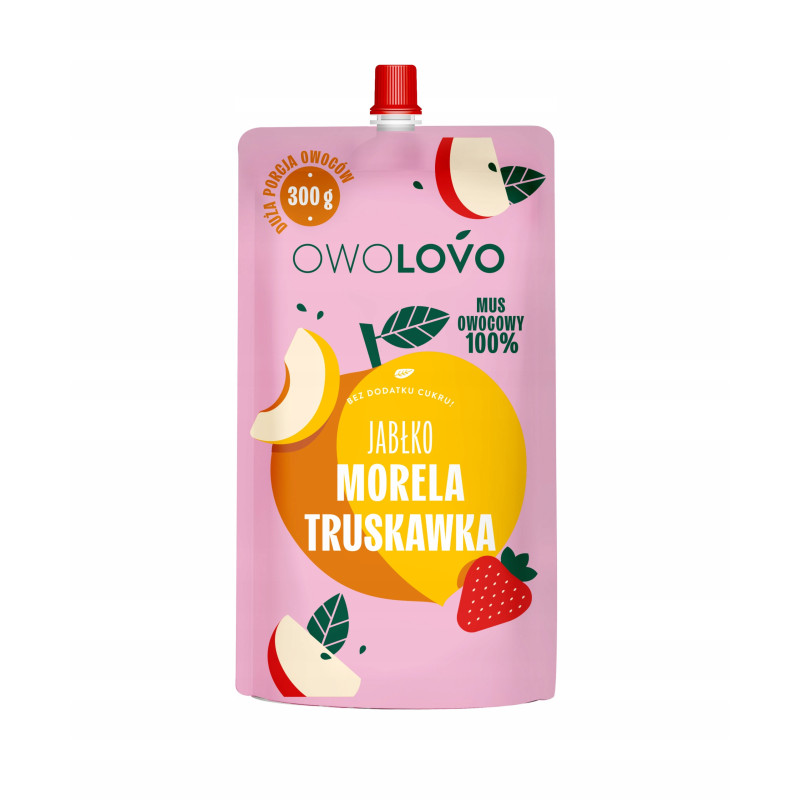 Owolovo MUS OWOCOWY XXL - JABŁKO MORELA TRUSKAWKA aż 300g !!!
