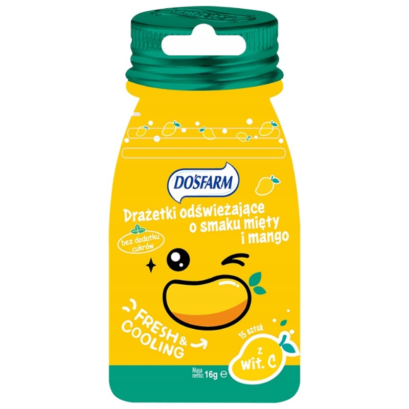 DOSFARM - DRAŻE ODŚWIEŻAJĄCE - mango mięta (żółte)