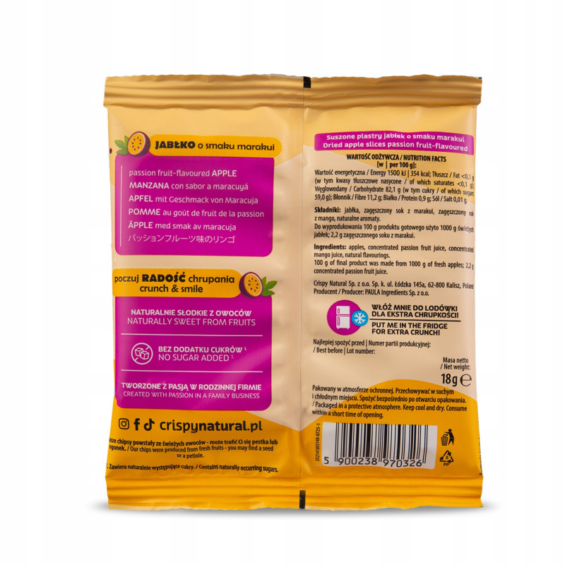 Crispy Natural JABŁKO O SMAKU MARAKUI 18g Suszone owoce / nr 18