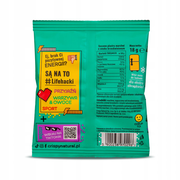 CRISPY NATURAL - Crispaki marchew o smaku brzoskwiniowym 18g / nr017